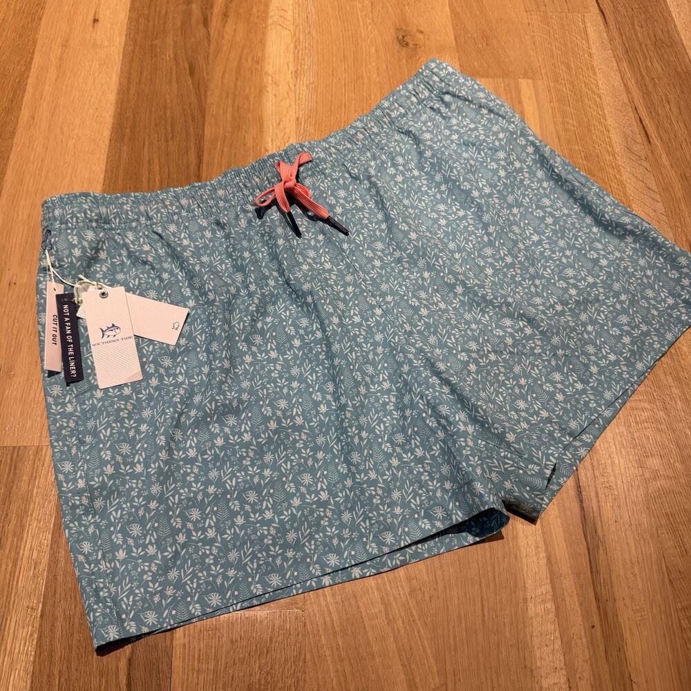 Southern Tide Ditzy Floral Print Swim Trunks Men’s XXL Blue Board Shorts NWT